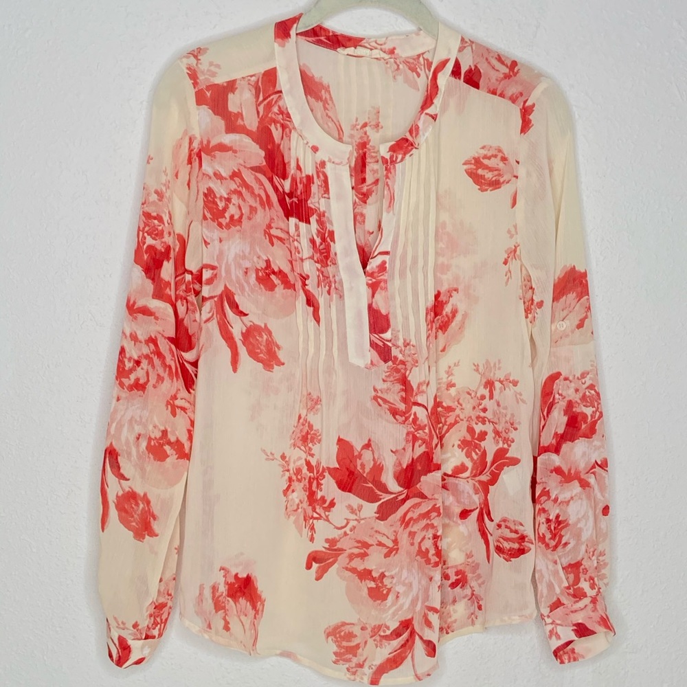 Creative Commune | Red Floral Sheer Blouse